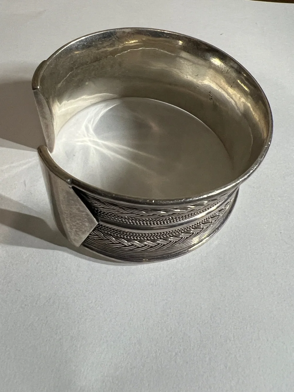 Sterling-Style Silver 925 Tone Braided Cuff Bracelet - Men Accessories